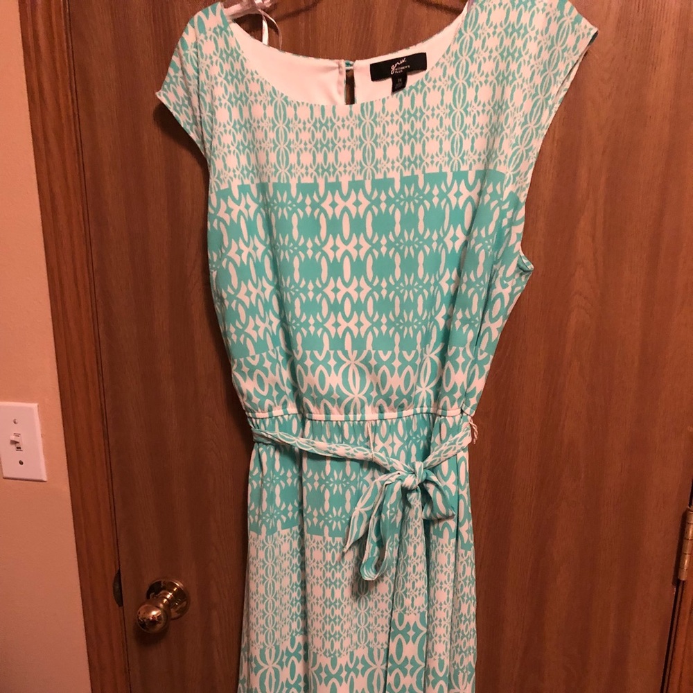Beautiful teal and white lined dress